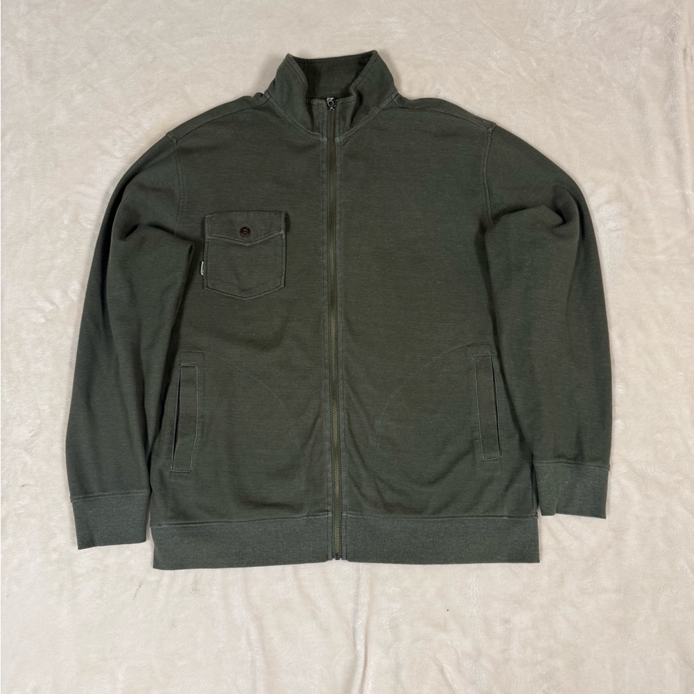 Linksoul Tempus Fugit Olive and Gray Large full-zip Crewneck jacket golf brand